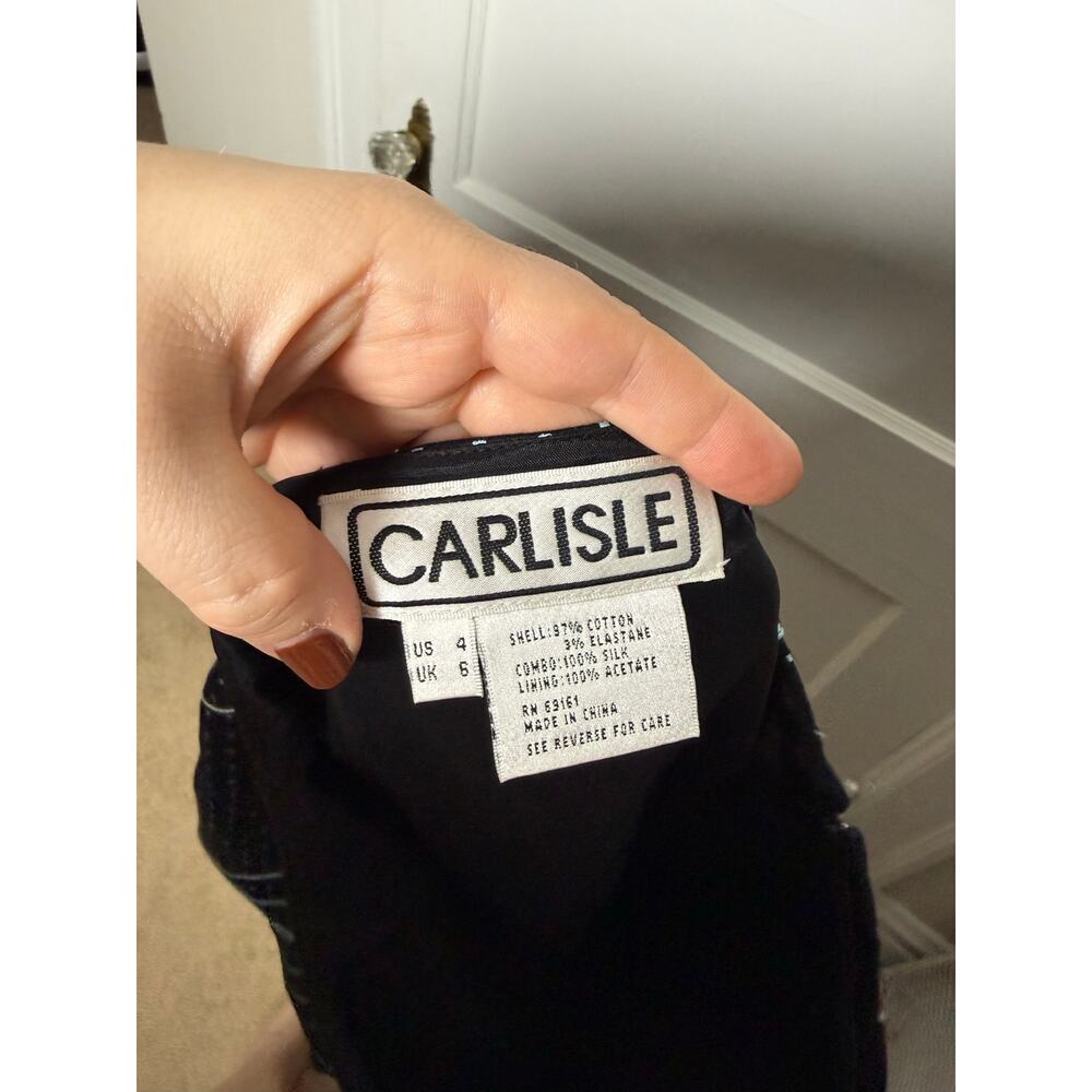 Carlisle Skirt Size 4 Black Teal Polka Dot Pleated Cotton Midi Geometric - Picture 8 of 8